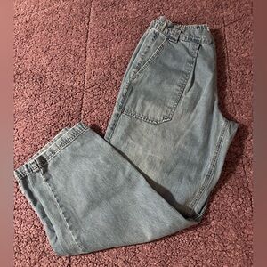 Free People wide leg relaxed distressed edges baggy womens jean sz med 32x30